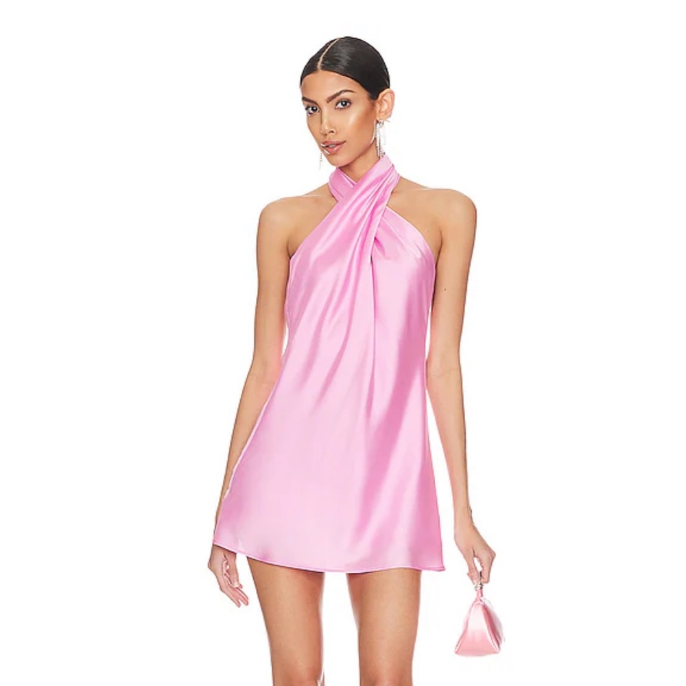 Show me your mumu jasmine halter mini dress in pink